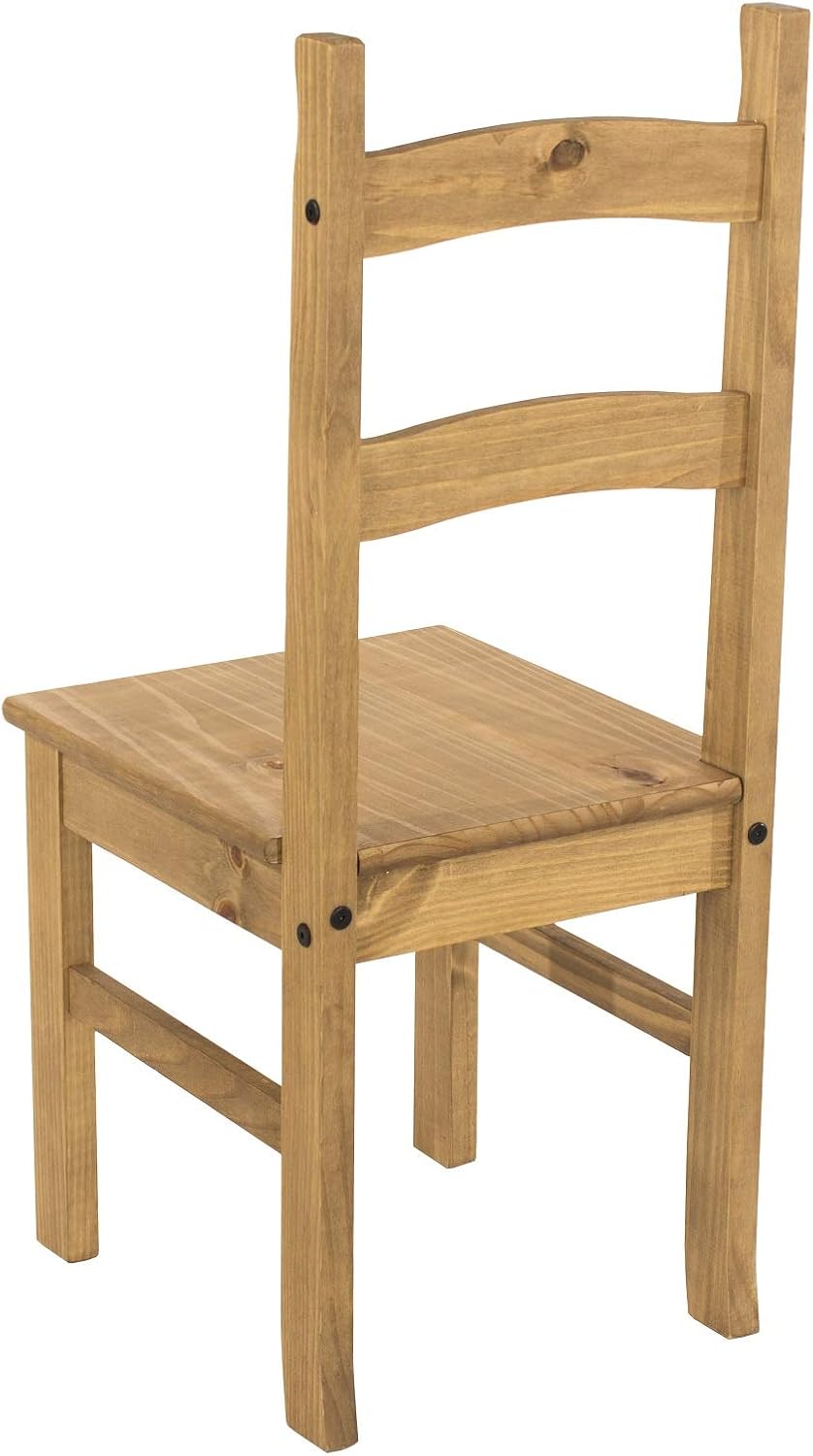 Home Source Solid Pine Wood Pair of Dining Chairs, Kitchen Dining Furniture, Waxed Finish, Natural, 2 Chair - Image 4