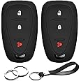 INFIPAR 2pcs Compatible with Chevy Chevrolet Equinox Traverse Trailblazer Blazer Sonic Spark Trax Volt Bolt EV EUV Camaro Cruze Malibu Limited Key Fob Cover Case Key Chain Protector 3 Buttons Holder