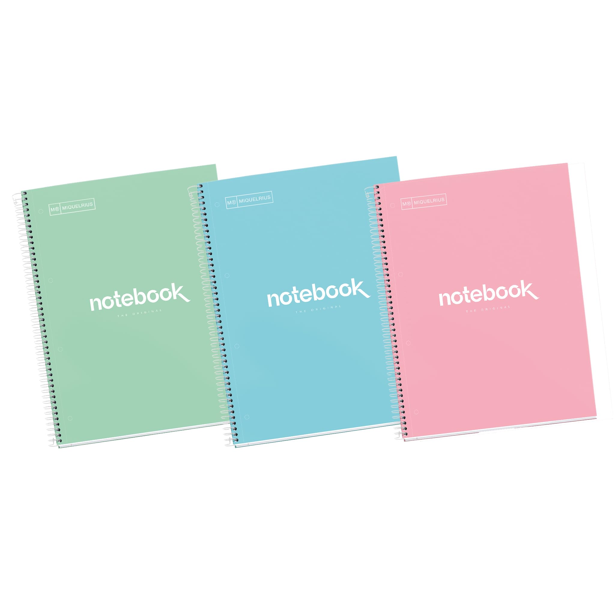 Miquelrius - Pack of 3 A4 Notebooks, Emotions Pastels Notebook, 80 Sheets 90 g/m², Squared 5 mm Notebooks, Hard Cover and Spiral, 4 Drills, Ideal for Back to School or Office — image 1