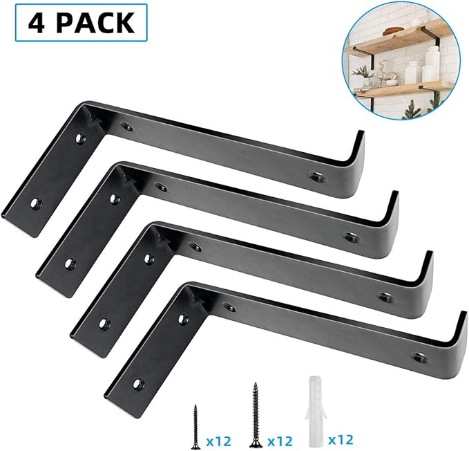 Shelf Brackets 8 Inch, Heavy Duty Industrial Iron Floating Shelf