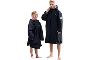 Owntop Swim Parka Kids Adult | Waterproof & Sherpa Lining | Velcro Arm Patch | Oversized Hooded Surf Poncho Changing Robe