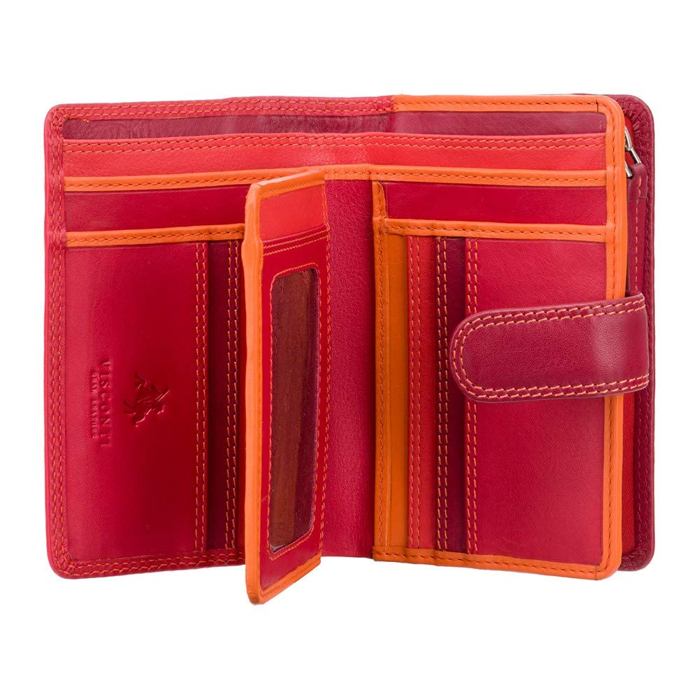 Ladies Gorgeous Visconti Rainbow Leather Multi Compartment Purse Wallet RFID Secure RB51. (Red Multi)