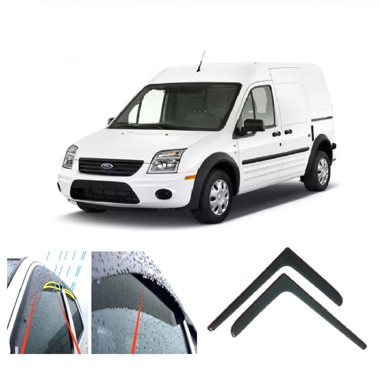 2x Wind Deflectors made for Ford Transit Connect MK1 2002 2003 2004 2005 2006 2007 2008 2009 2010 2011 2012 2013