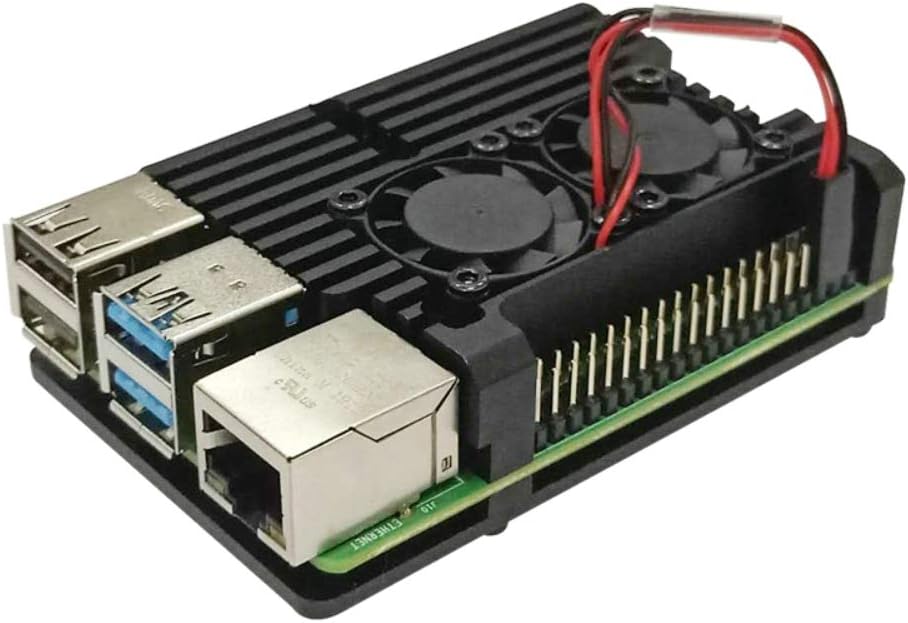 Unistorm Raspberry Pi 4 Model B Aluminum Case with Dual Cooling Fan