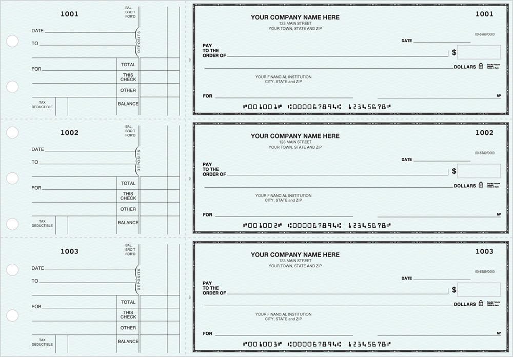 General Manual Business Checks, 3 to a Page Blue Multipurpose Checks, 250 Single Checks : Office Products