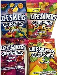 Lifesavers Gummies, Collisions, Wild Berries, Original & Exotics 7oz, 4 bolsas
