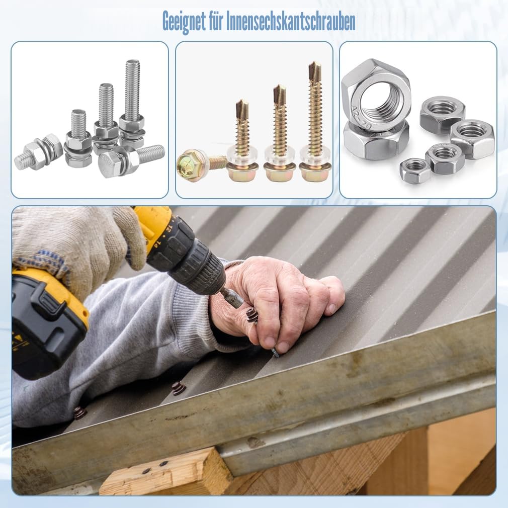imatenn 14 Stück Steckschlüssel Set 1/4, 6-19mm Nuss Set Magnetisches Sechskant Stecknuss set für Akkuschrauber, Schlagschrauber Nüsse mit Magnet Steckschlüsselsatz 1/4" zoll Bit Set 2