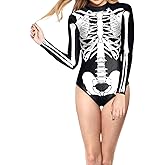 Timemory Womens Halloween 3D Skeleton Costume Cosplay Print Tights