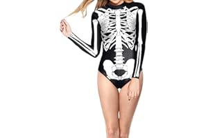 Timemory Womens Halloween 3D Skeleton Costume Cosplay Print Tights