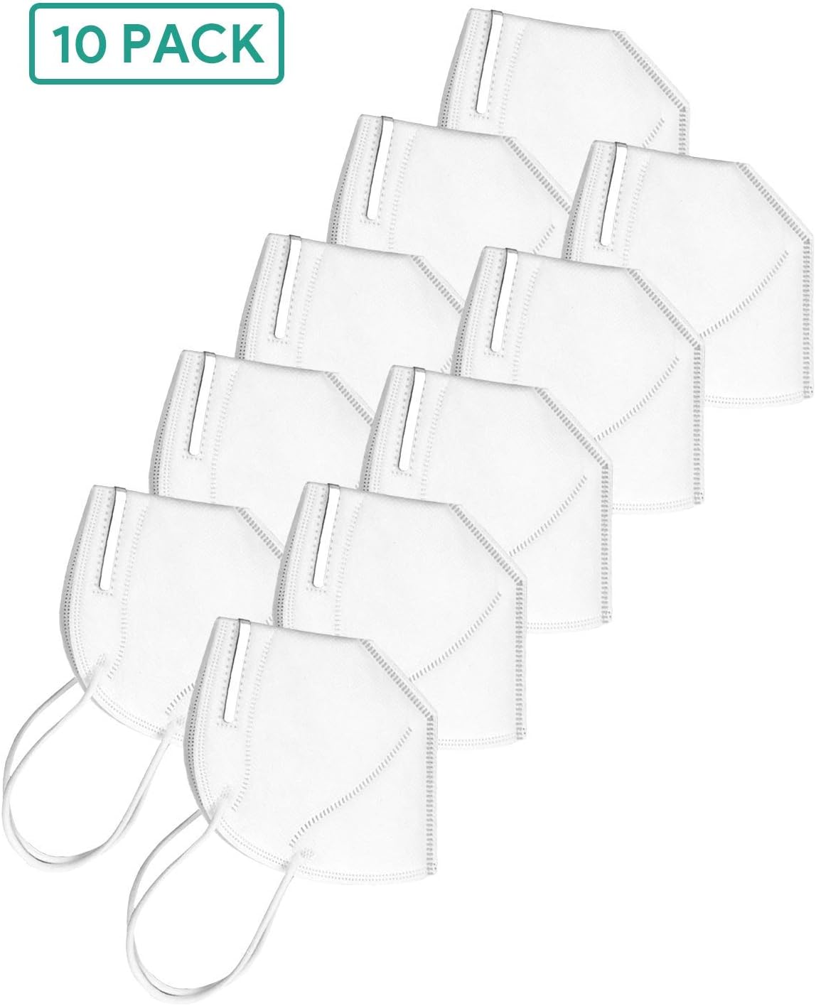 KN95 Mask 10 PCS Anti Pollution Breathable Masks Disposable Anti Dust, Germ Protection for Men and Women White