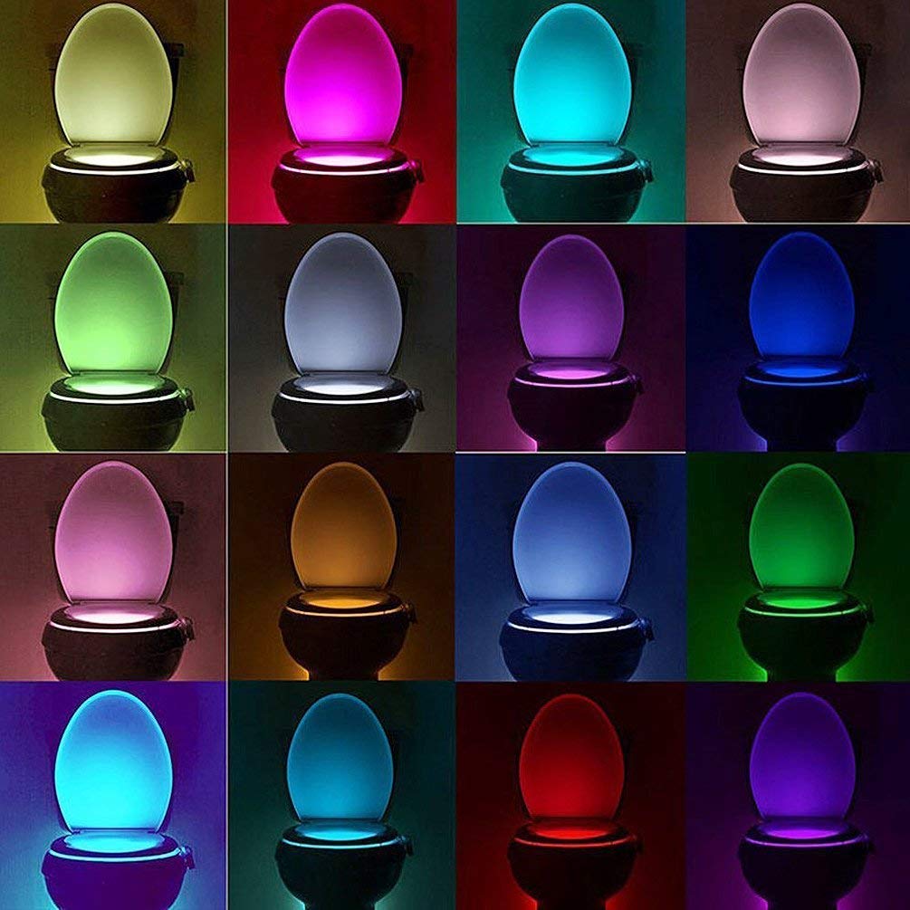 AOKULASIC 24-Color Waterproof Motion Sensor LED Toilet Bowl Night Light(2 Pack) Perfect Decoration for Christmas Family Open House.