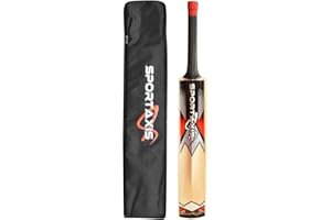 SPORTAXIS Wooden Kashmir Willow Cricket Bat with a Foam-Padded Bag- Strong, Lightweight, Ideal Training/Practice for Home/Clu