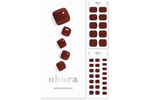 ohora Semi Cured Gel Pedi Strips (P Chilly Red) - Works with Any Pedi Lamps, Salon-Quality, Long Lasting, Easy to Apply & Remove - Includes 2 Prep Pads, Pedi File & Wooden Stick