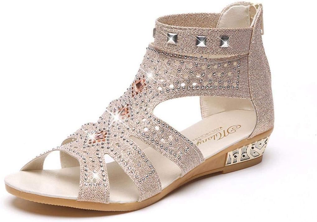 gold diamante wedge sandals