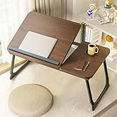 Laptop Desk for Bed, Adjustable Laptop Table with 5 Adjustable Angles, Portable Lap Tray Table with Cup Holder, Laptop Bed De