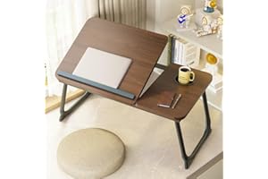 Laptop Desk for Bed, Adjustable Laptop Table with 5 Adjustable Angles, Portable Lap Tray Table with Cup Holder, Laptop Bed De