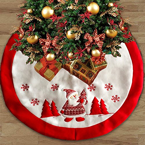 Nonwovens Red Christmas Tree Skirt 36 inch Xmas Tree Skirt Embroidered