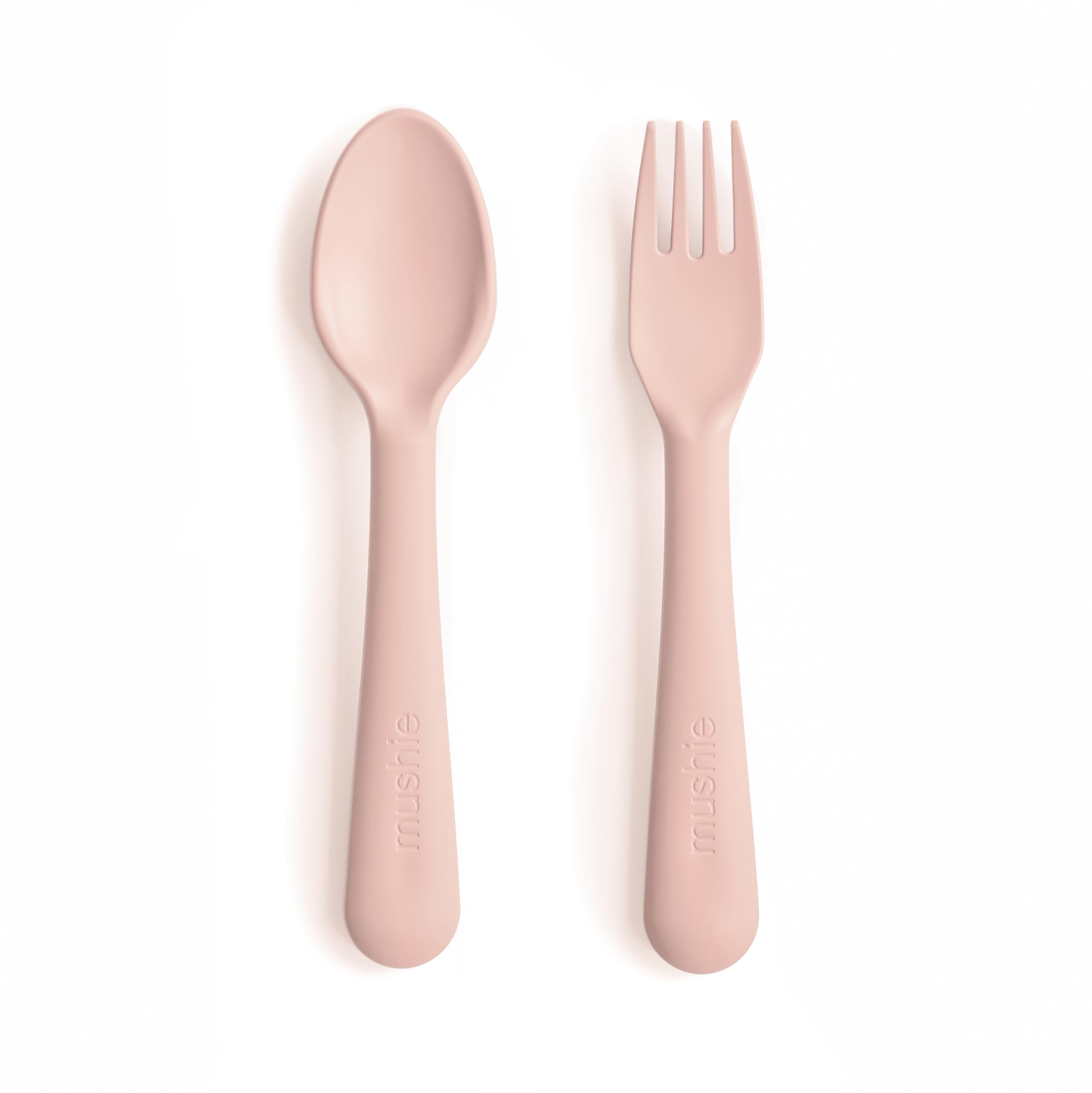 Mushie Fork and Spoon Set for Kids | Flatware Cutlery | 1x Set of Dinnerware Pieces | Reuseable | Dishwasher- and Microwave Safe | Easy for Baby or Child to Hold | Made in Denmark (Blush) — image 1