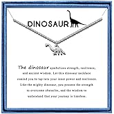 PARTNER Charm Dinosaur Necklace - Women's Dinosaur Gift - Silver Stainless Steel - 21 Inch Adjustable - Modern Style