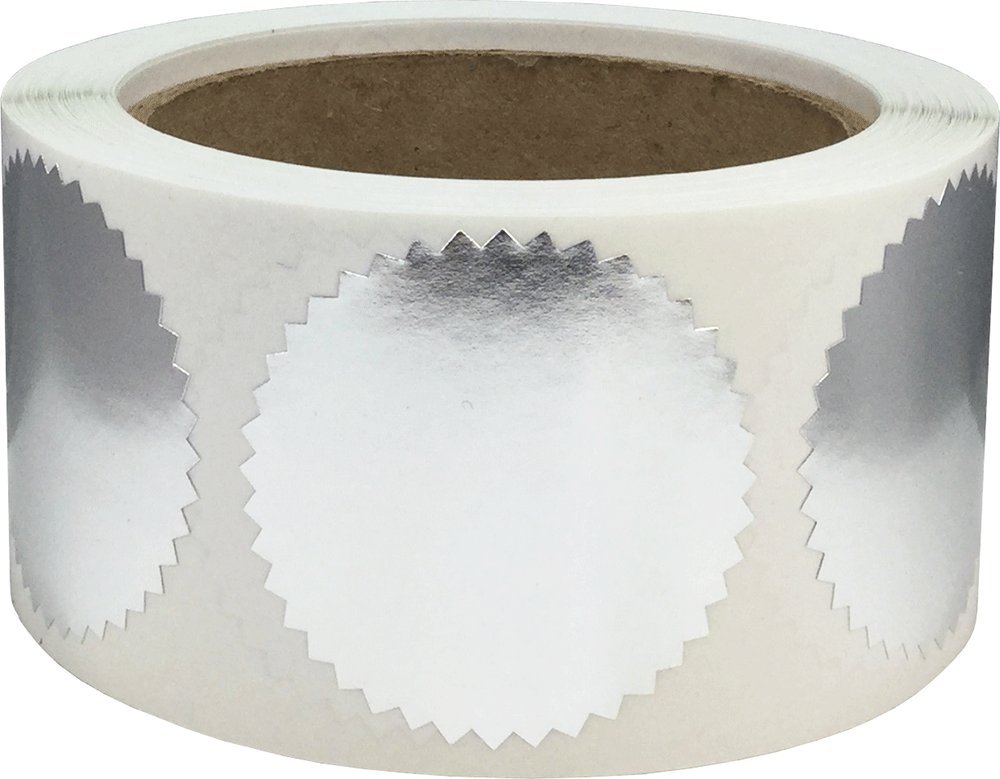 Metallic Silver Seal Labels 50.8 mm 2 Inch Round 500 Count
