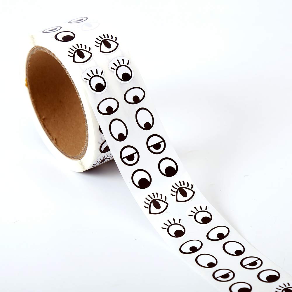 Black White Wiggle Eye Stickers Labels on a Roll -2000 Pcs