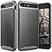 iPhone 8 Plus Leather Case, Vena [vLuxe][Carbon Fiber Leather Back | Metallized Button] Slim Protective Cover for Apple iPhone 8 Plus (5.5