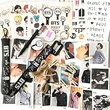 BTS Gifts Set for Army - 32Pcs BTS Lomo Card/1 BTS Lanyard/2 BTS Collapsible Phone Stand/1 BTS Keychain/1 BTS Pen/4 BTS 3D Stickers/2 BTS Tattoo Stickers