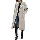 Saodimallsu Womens Winter Double Breasted Pea Coats Long Trench Coat Casual Work Office Overcoat with Pocket