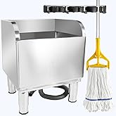 17 3/4in Stainless Steel Floor Mop Sink with Detachable Mop, Suitable for Laundry Rooms, Restaurants, Garages, Balconies, and Other Commercial Settings (17.7“L x 15.5”W x 21.9" H)
