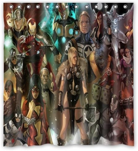 Personalized Custom Fashion Marvel Comics Characters Shower Curtain Bathroom Decoration Mildew Waterproof Polyester Fabric Shower Curtains 66" x 72" Inch