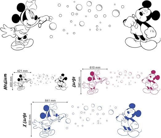 Mickey And Minnie Blowing Bubbles - Girl'S Boy'S Child Bedroom Playroom ...