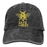 NVJUI JUFOPL Save The Bees Adults Vintage Denim Hip Hop Cap Summer Driving Cap Black