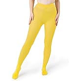 Silky Toes Women's 60D Soft Opaque Tights 1 or 2 Pairs -Black White And Colored Stockings for Women (Bright Yellow, E)