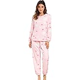Allegra K Winter Flannel Pajama Sets for Women Cute Printed Long Sleeve Nightwear Top and Pants Loungewear Soft Sleepwears