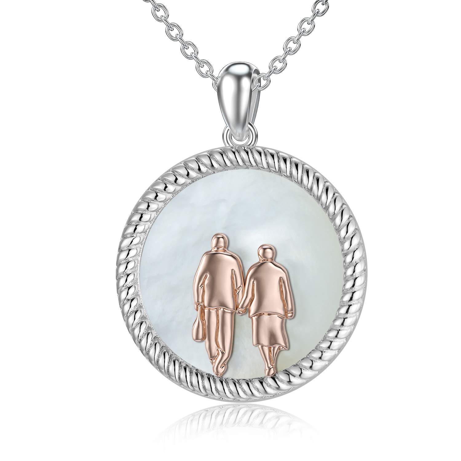 HARMONY BOLA Mother Gifts for Her Couple Grandma Necklace Abalone Pendant Jewellery Anniversary Birthday Gift for Women