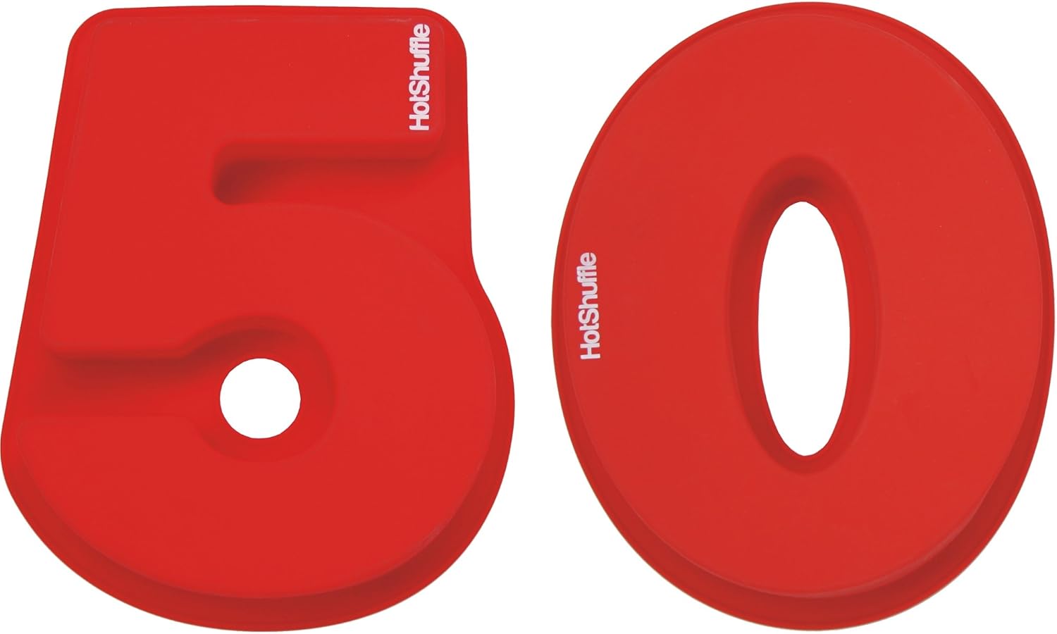 HotShuffle Large Silicone Number 50 Cake Tin Mould 50th Birthday Golden Wedding Anniversary 5 0, Red