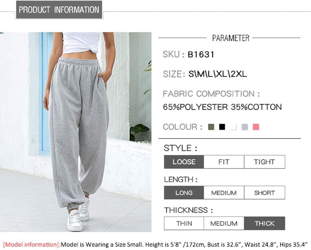 Womens High Waist Sweatpants Workout Joggers Pants Yoga Lounge Active Pants with Pockets: Clothing