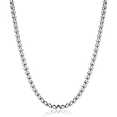 Square Rolo Chain Necklace Stainless Steel Round Box Necklace for Men & Women