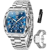 OLEVS Watches for Men Luxury Big Face Stainless Steel Mens Watches Classic Waterproof Analog Quartz Men's Wrist Watch with Date Multifunction Chronograph Dress Watch for Men Relojes para Hombres