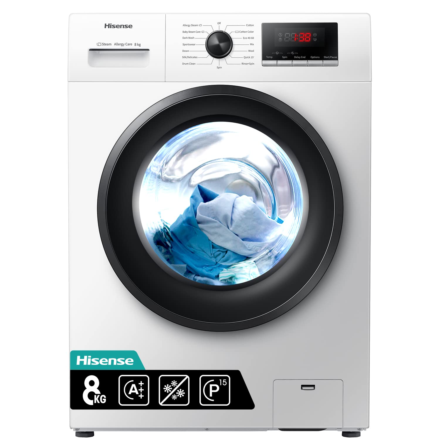 Hisense-WFPV8012EM-Lavadora-con-Vapor-anadido-Carga-Frontal-8-Kg-1200-rpm-15-Programas-Control-de-balanceo
