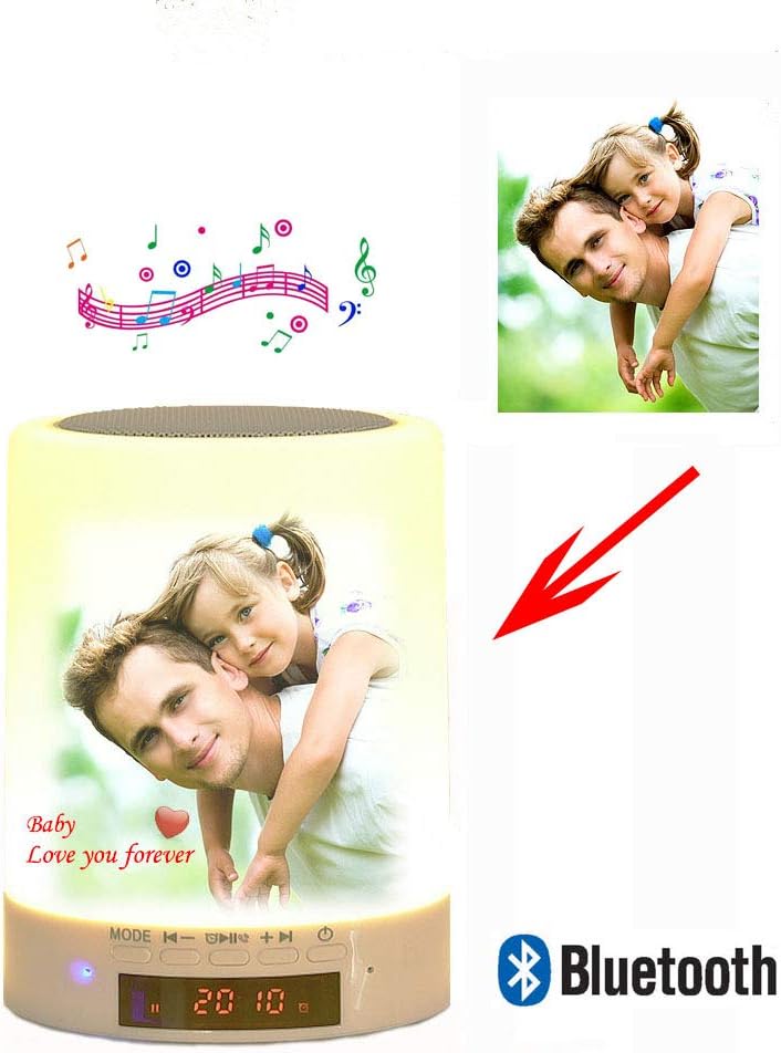 Personalized Photo Bluetooth Speakers Custom Any Text Bedside Lamp Table Lamp Color LED Camping Party Night Light Music Player Christmas Gift