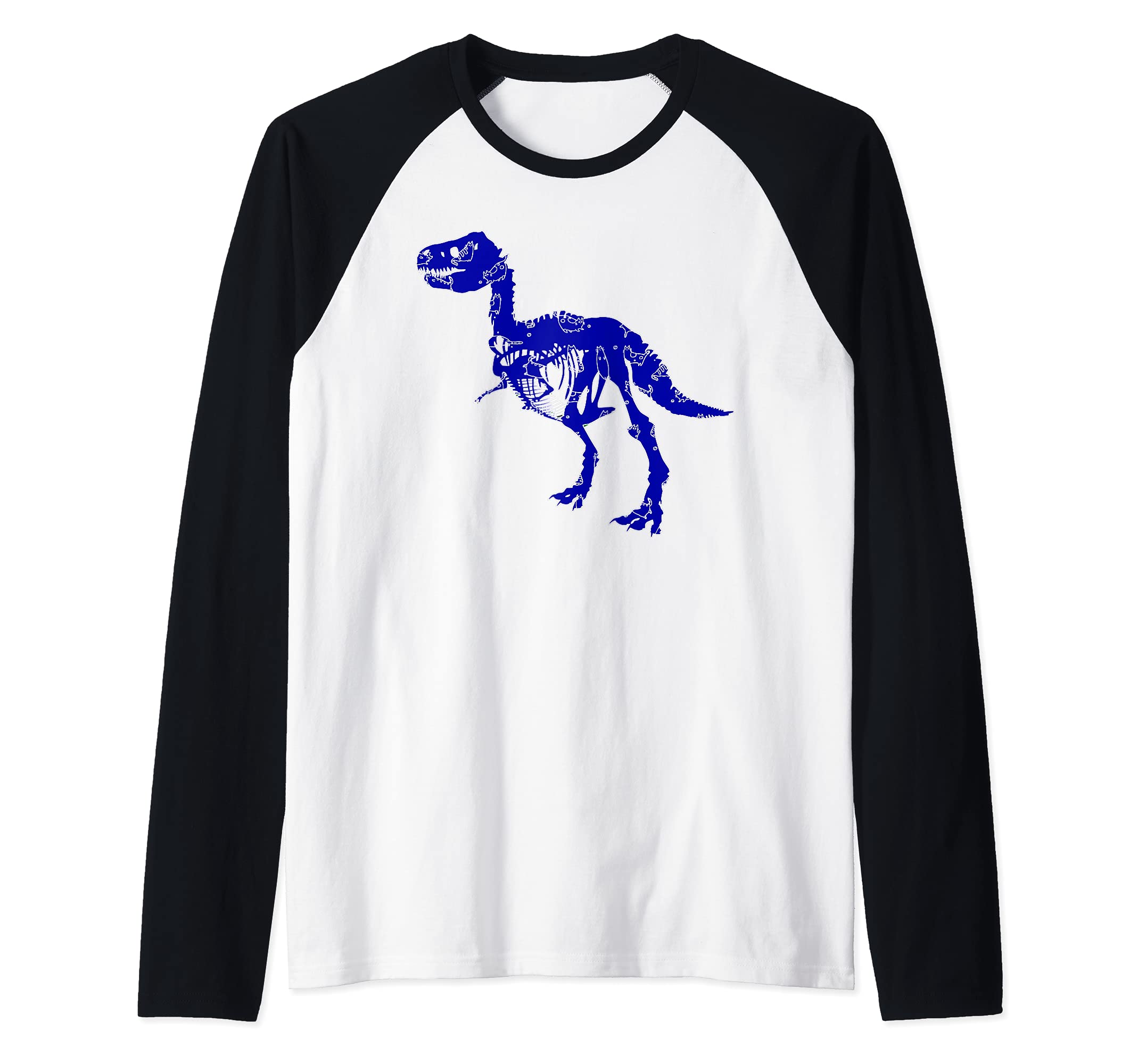 Tyrannosaurus Rex Animal T-Rex Creepy Dinosaur Raglan Baseball Tee