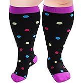 Ancrina Plus Size Compression Socks for Women & Men Wide Calf 15-20 mmhg Knee High Support Socks for Running