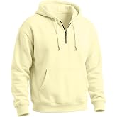 Vividcrate Men's Quarter Zip Hoodie Pullover Fall Basic Tops Long Sleeve Casual Sweatshirt Hooded with Pockets
