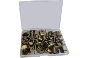 WISSXNA 30PCS 1/4''(6mm) Shelf Pegs Pin for Shelves,Bronze Plated L-Shaped Metal Bookshelf Cabinet Closet Shelf Support Pegs with Hole for Kitchen Furniture & Bookcase