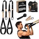 THYSOL Suspension Resistance Trainer PRO Suspension Straps with Door Anchor | Exercise straps for home gym full-body workouts. Home suspension training kit to build strength with adjustable straps.