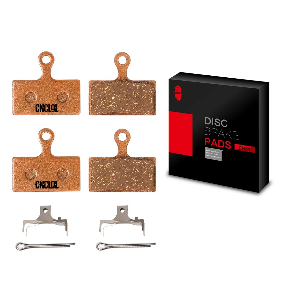 CNC LOL Bicycle Brake Pads for Shimano G01S G02S G03S G01A G02A G03A, 2 Pairs Brake Pads Resin for Shimano XT XTR SLX Deore M985 M615 M675 M785, Resin/Organic/Semi-Metallic/Silver