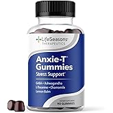 Anxie-T - Stress Relief Gummy - Vitamin Supplement for Mood & Mental Focus Support - Feel Calm and Relaxed - Rapidly Eases Tension - Ashwagandha, GABA & L-Theanine - 90 Gummies