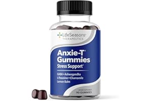 LIFESEASONS Anxie-T - Stress Relief Gummy - Vitamin Supplement for Mood & Mental Focus Support - Feel Calm and Relaxed - Rapidly Eases Tension - Ashwagandha, GABA & L-Theanine - 90 Gummies