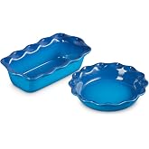 Le Creuset Stoneware 9" Fluted Pie and 9" Fluted Loaf Dish, Marseille